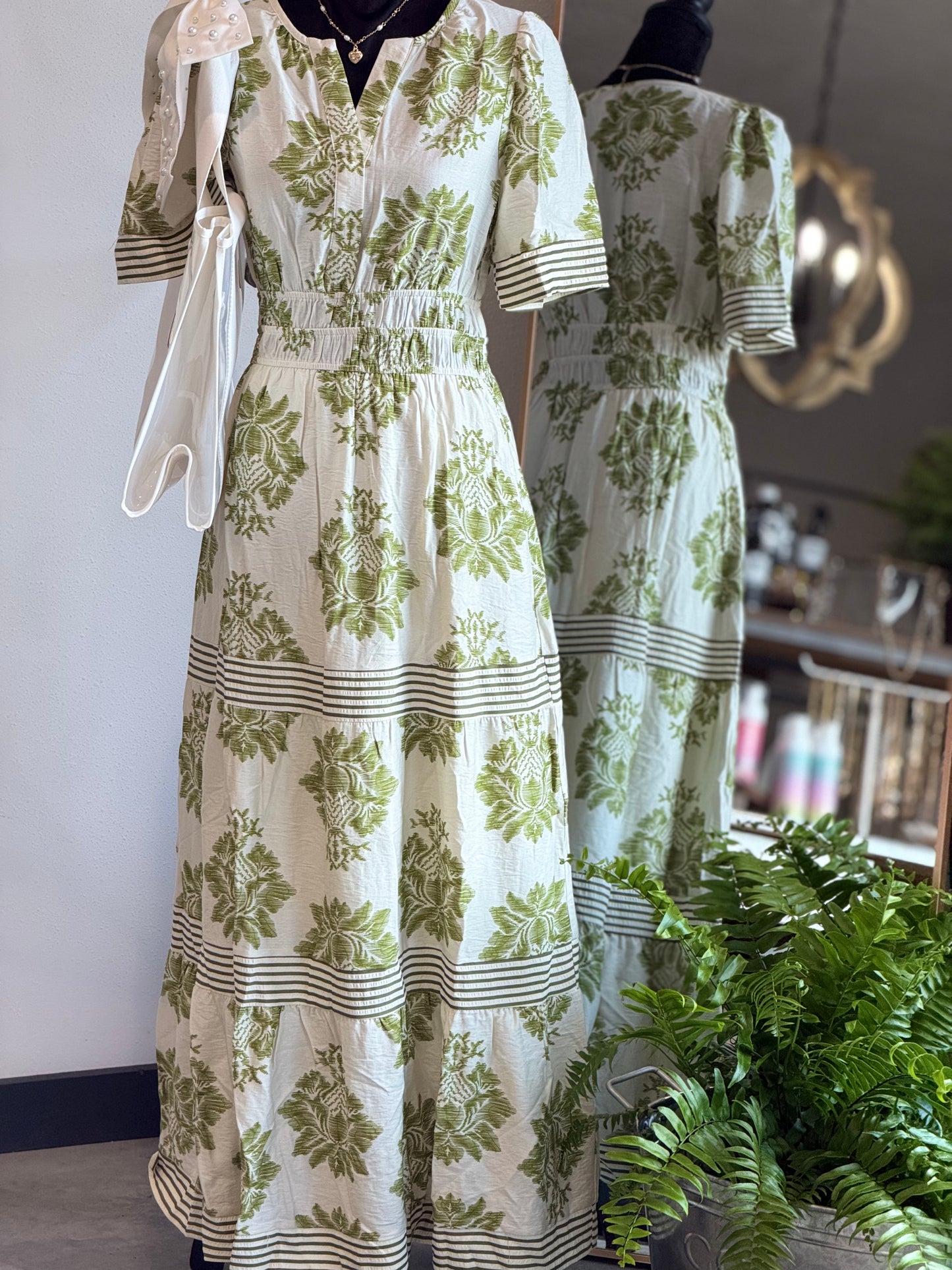 Woven tiered maxi dress