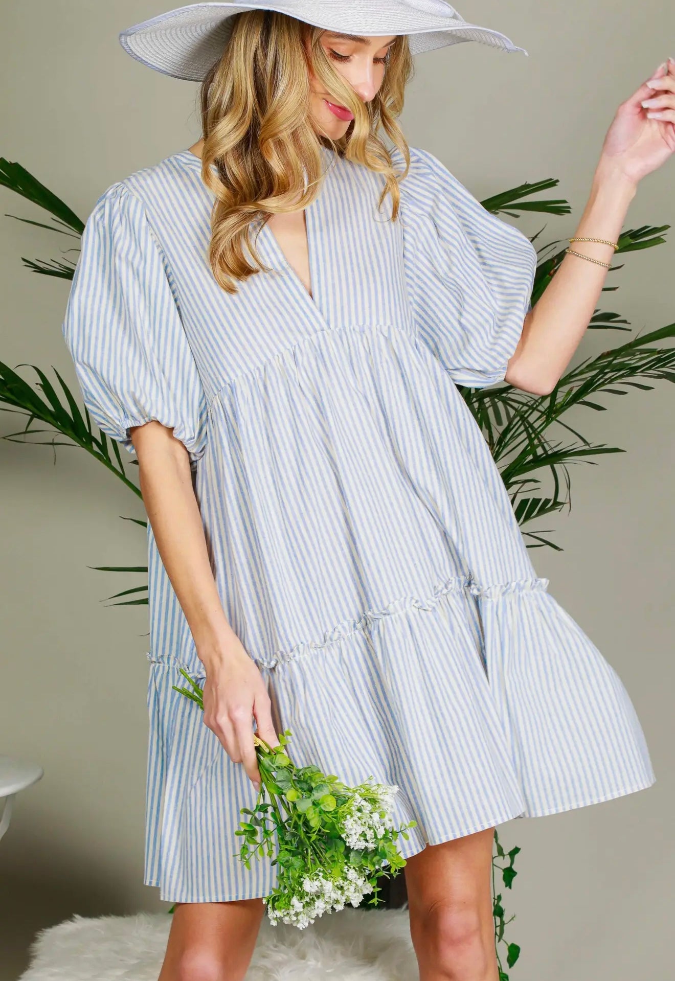 Tiered Striped Dress